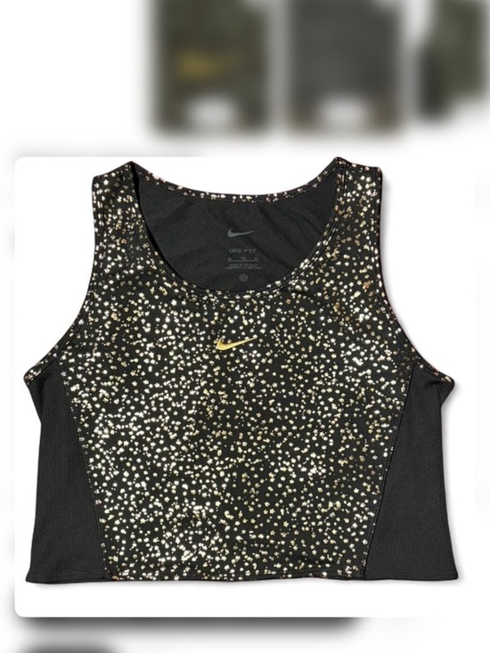 Nike Tops - Nike DriFit Cropped Tank Black GoldStar Print Swoosh XL Athletic Top fits like M
